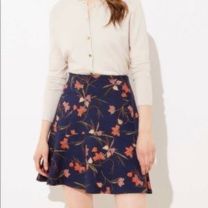 LOFT navy floral skirt